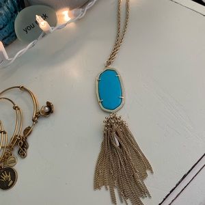 Rayne Gold Long Pendant Necklace In Turquoise